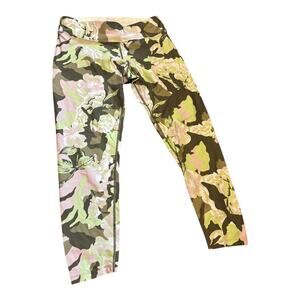 Calvin Klein Performance Green & Pink Tropical Floral Cropped Leggings Size L